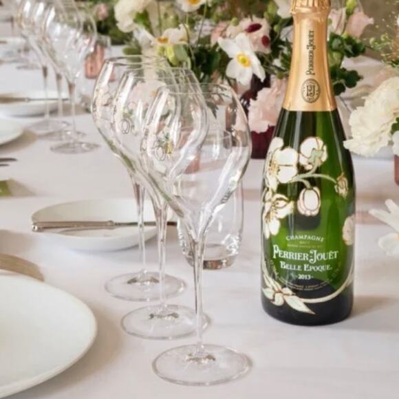 Perrier Jouet Verre Belle Epoque Hand PaintedAnimone Grand Champagne 6pc Set - Picture 2 of 12